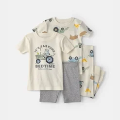 Carter's Toddler Boys Rib Crew Neck Short Sleeve 4-pc. Pajama Set