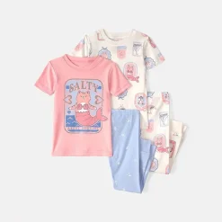 Carter's Toddler Girls Round Neck Short Sleeve 4-pc. Pajama Set