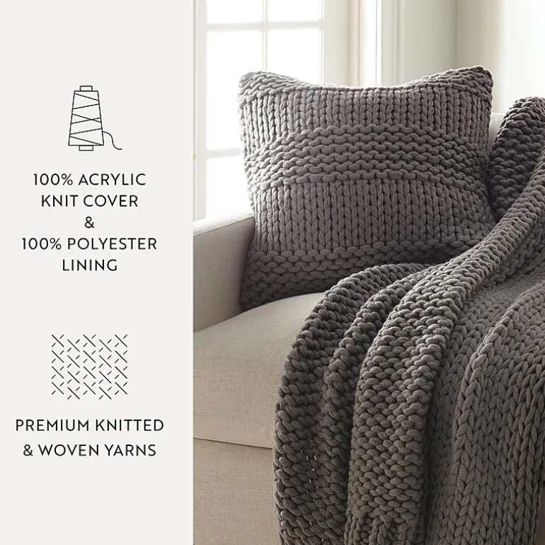 Casual Comfort Chunky Knit Acrylic Square Throw Pillow