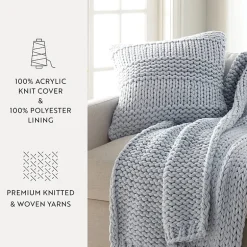 Casual Comfort Chunky Knit Acrylic Square Throw Pillow