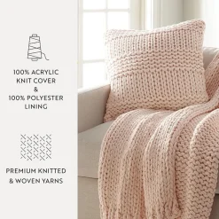 Casual Comfort Chunky Knit Acrylic Square Throw Pillow