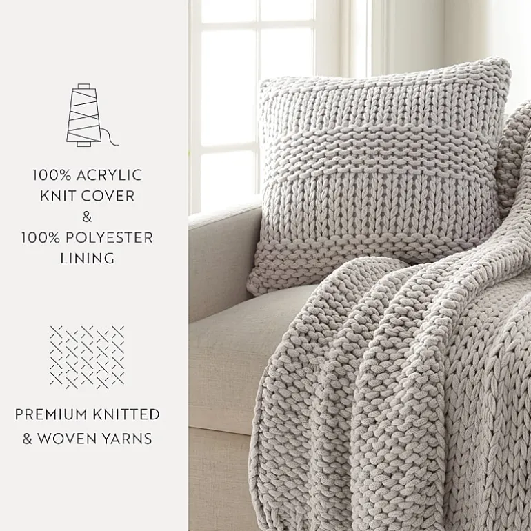 Casual Comfort Chunky Knit Acrylic Square Throw Pillow