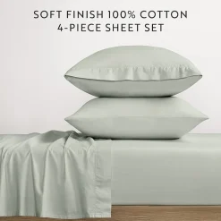 Casual Comfort 100% Cotton Percale Ultra-Soft 4 Piece Sheet Set