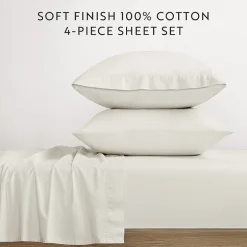 Casual Comfort 100% Cotton Percale Ultra-Soft 4 Piece Sheet Set