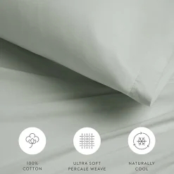 Casual Comfort 100% Cotton Percale Ultra-Soft 4 Piece Sheet Set