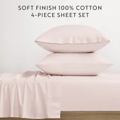 Casual Comfort 100% Cotton Percale Ultra-Soft 4 Piece Sheet Set