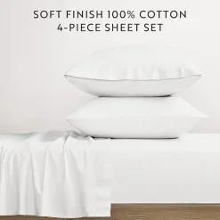 Casual Comfort 100% Cotton Percale Ultra-Soft 4 Piece Sheet Set