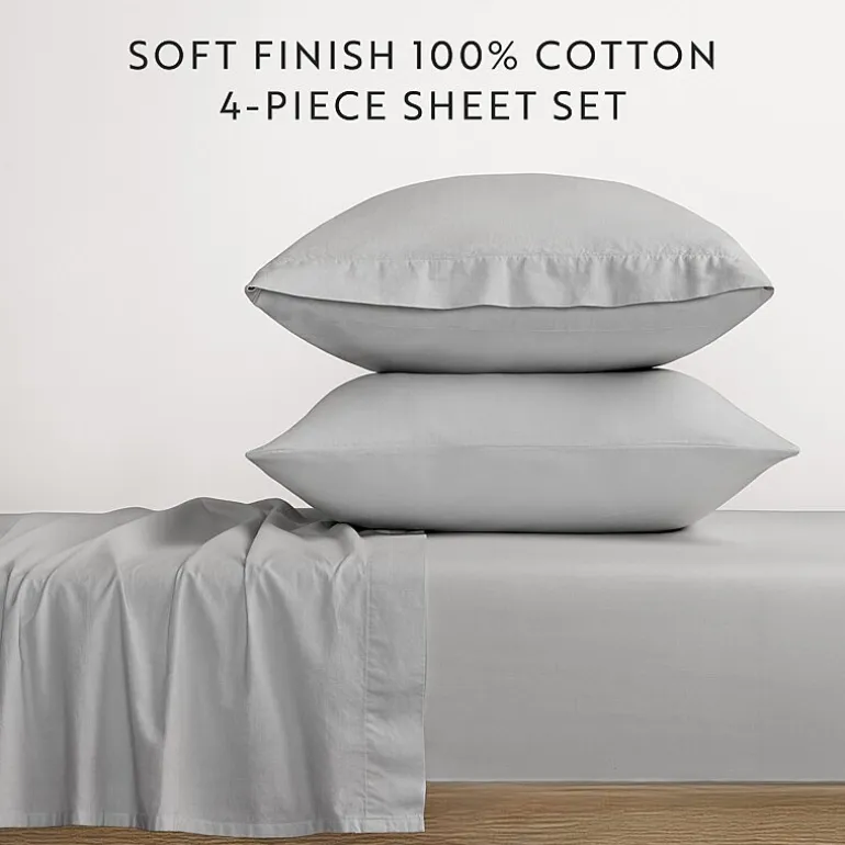 Casual Comfort 100% Cotton Percale Ultra-Soft 4 Piece Sheet Set