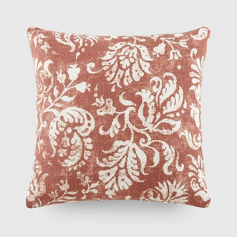 Casual Comfort Distressed Floral Cotton Square Throw Pillow