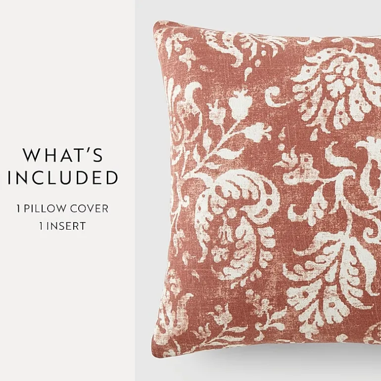 Casual Comfort Distressed Floral Cotton Square Throw Pillow