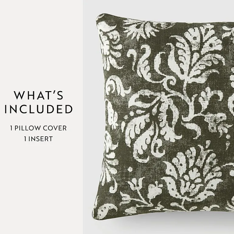 Casual Comfort Distressed Floral Cotton Square Throw Pillow