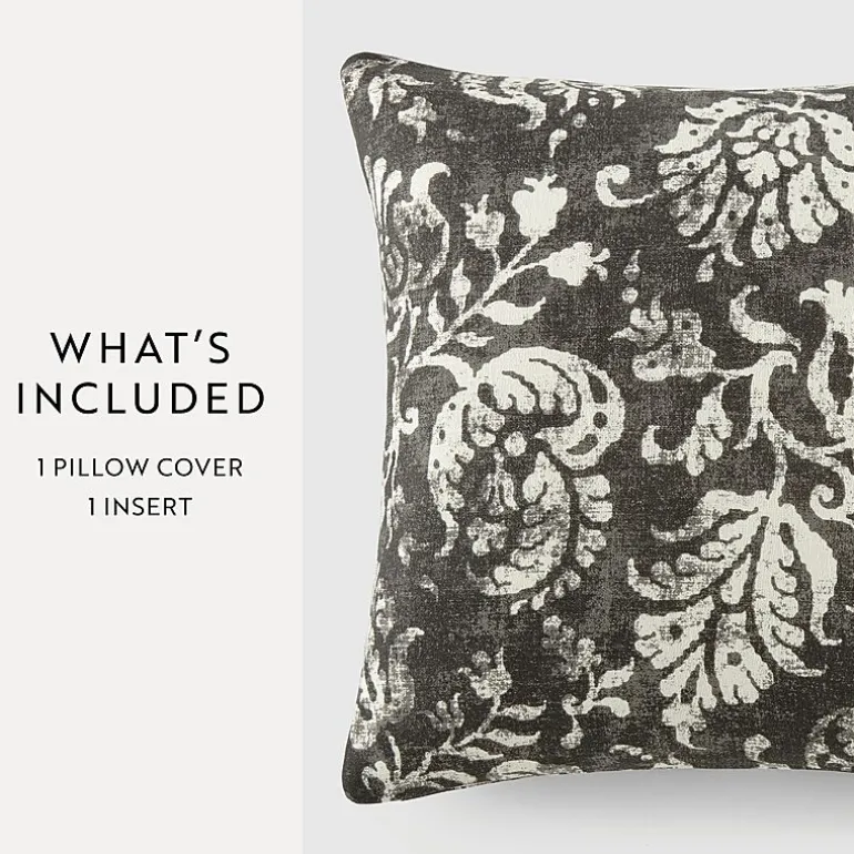 Casual Comfort Distressed Floral Cotton Square Throw Pillow