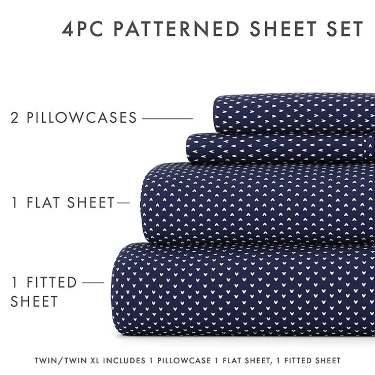 Casual Comfort Heart Pattern Deep Pocket Sheet Set