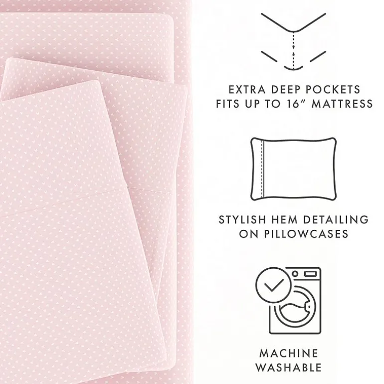 Casual Comfort Heart Pattern Deep Pocket Sheet Set