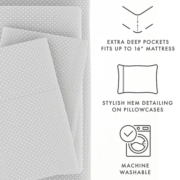 Casual Comfort Heart Pattern Deep Pocket Sheet Set