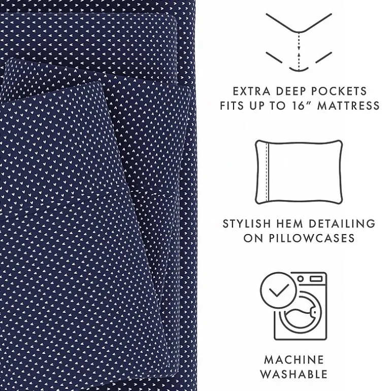 Casual Comfort Heart Pattern Deep Pocket Sheet Set