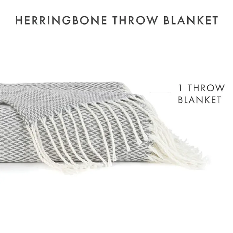 Casual Comfort Herringbone Lightweight Throw