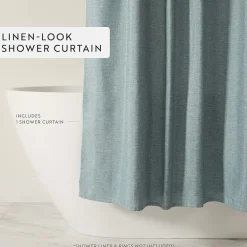Casual Comfort Linen-Look Solid Shower Curtain