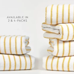 Casual Comfort 4-Pack Cabana Stripe Beach Pool Towels - 100% Absorbent Cotton, 35 X 65