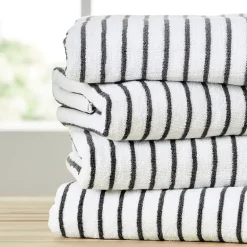 Casual Comfort 4-Pack Cabana Stripe Beach Pool Towels - 100% Absorbent Cotton, 35 X 65