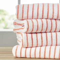 Casual Comfort 4-Pack Cabana Stripe Beach Pool Towels - 100% Absorbent Cotton, 35 X 65
