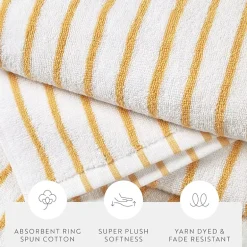 Casual Comfort 4-Pack Cabana Stripe Beach Pool Towels - 100% Absorbent Cotton, 35 X 65