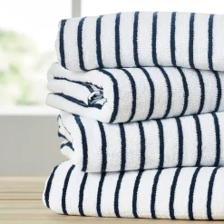 Casual Comfort 4-Pack Cabana Stripe Beach Pool Towels - 100% Absorbent Cotton, 35 X 65