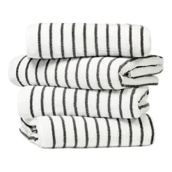 Casual Comfort 4-Pack Cabana Stripe Beach Pool Towels - 100% Absorbent Cotton, 35 X 65