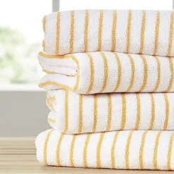 Casual Comfort 4-Pack Cabana Stripe Beach Pool Towels - 100% Absorbent Cotton, 35 X 65