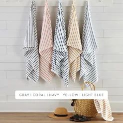 Casual Comfort 4-Pack Cabana Stripe Beach Pool Towels - 100% Absorbent Cotton, 35 X 65