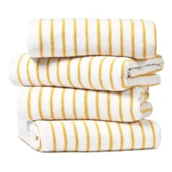 Casual Comfort 4-Pack Cabana Stripe Beach Pool Towels - 100% Absorbent Cotton, 35 X 65