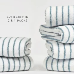 Casual Comfort 4-Pack Cabana Stripe Beach Pool Towels - 100% Absorbent Cotton, 35 X 65