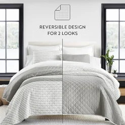Casual Comfort Pattern Reversible Contemporary Lightweight 3 Pc. Quilt Set