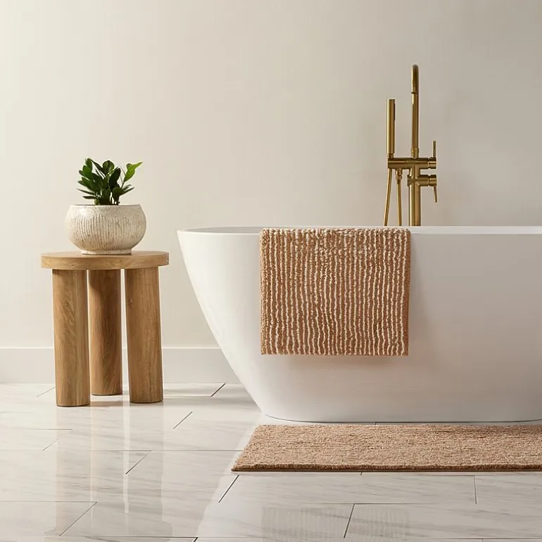 Casual Comfort Pinstripe Cotton Bath Rug