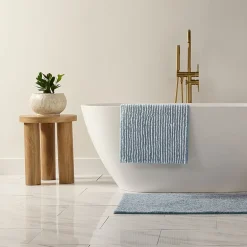 Casual Comfort Pinstripe Cotton Bath Rug