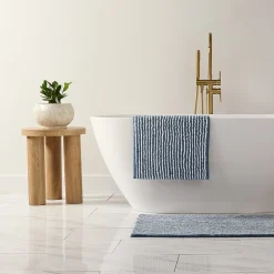 Casual Comfort Pinstripe Cotton Bath Rug