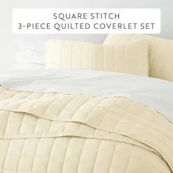 Casual Comfort Premium Ultra Soft Square Pattern Quilted Coverlet Set