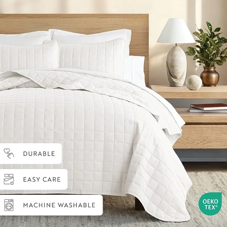 Casual Comfort Premium Ultra Soft Square Pattern Quilted Coverlet Set