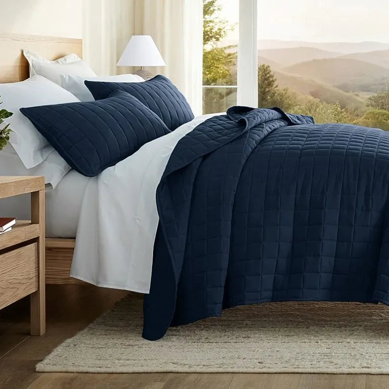 Casual Comfort Premium Ultra Soft Square Pattern Quilted Coverlet Set