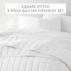 Casual Comfort Premium Ultra Soft Square Pattern Quilted Coverlet Set
