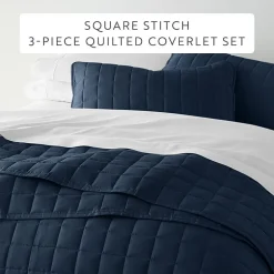 Casual Comfort Premium Ultra Soft Square Pattern Quilted Coverlet Set