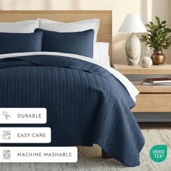 Casual Comfort Premium Ultra Soft Herringbone Pattern Quilted Coverlet Set