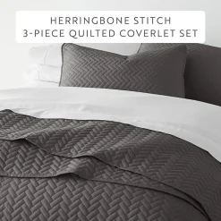Casual Comfort Premium Ultra Soft Herringbone Pattern Quilted Coverlet Set