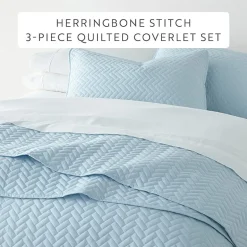Casual Comfort Premium Ultra Soft Herringbone Pattern Quilted Coverlet Set