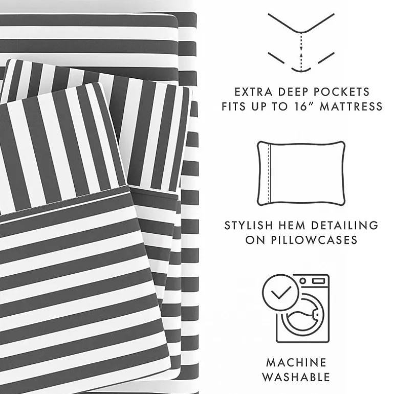 Casual Comfort™ Premium Ultra Soft Ribbon Pattern Microfiber Wrinkle Free Sheet Set
