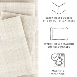 Casual Comfort™ Premium Ultra Soft Thatch Pattern Microfiber Wrinkle Free Sheet Set