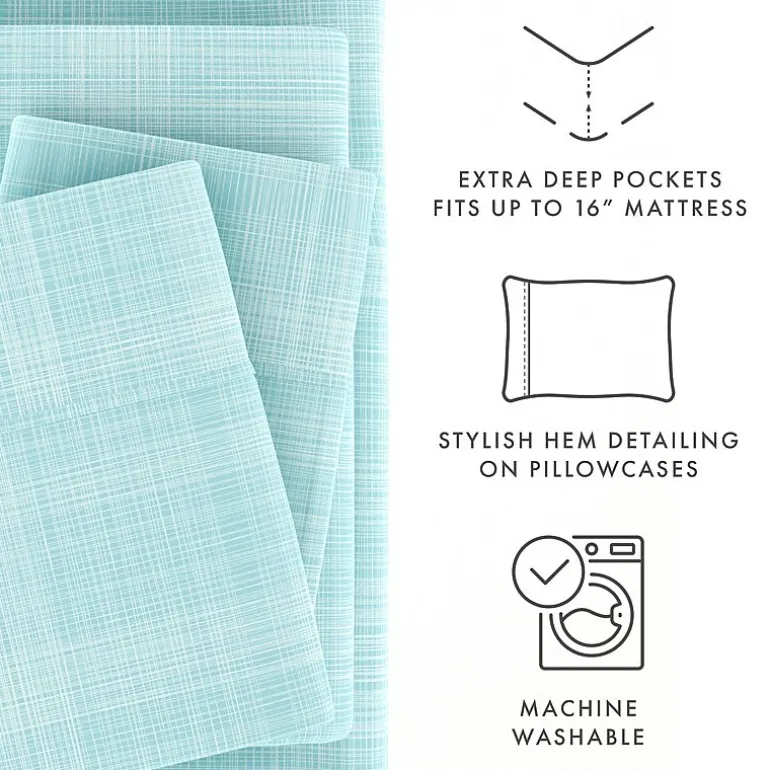Casual Comfort™ Premium Ultra Soft Thatch Pattern Microfiber Wrinkle Free Sheet Set