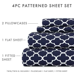 Casual Comfort™ Premium Ultra Soft Quatrefoil Pattern Microfiber Wrinkle Free Sheet Set