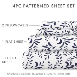 Casual Comfort Premium Ultra Burst of Vines Pattern 4 Piece Bed Sheet Set