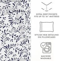 Casual Comfort Premium Ultra Burst of Vines Pattern 4 Piece Bed Sheet Set